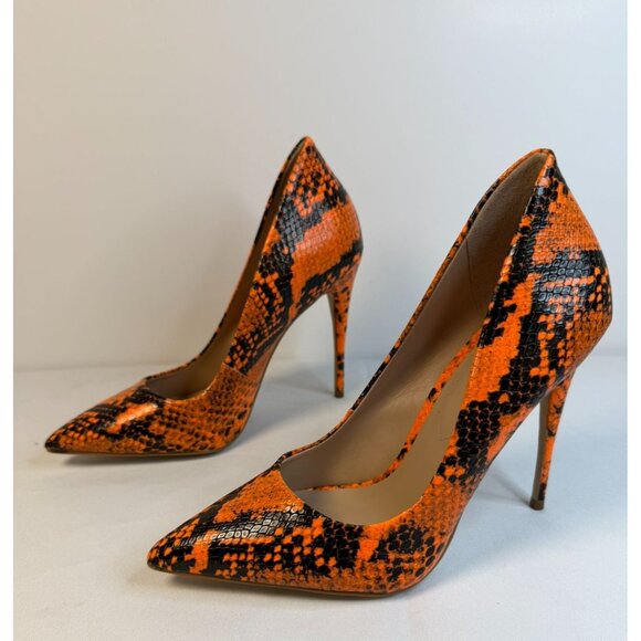 Aldo Cassedy Orange Snake Print Size 7 Pumps  Formal Stiletto High Heel - Picture 1 of 12